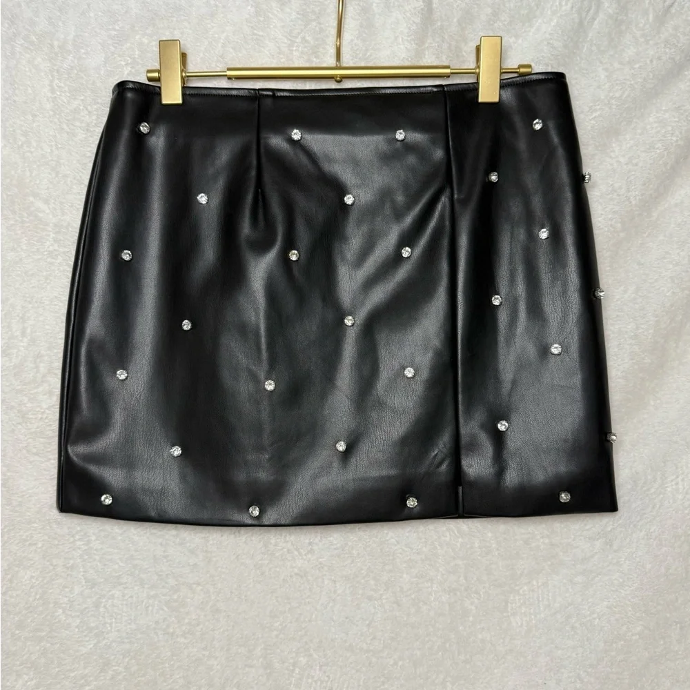 Black Mini Skirt with Bedazzled Accents - Picture 1 of 5
